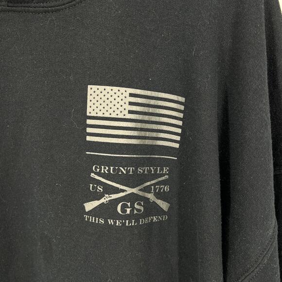 Grunt Style Mens Black This We'll Defend Skull Graphic Hoodie Size 2X - Picture 3 of 8